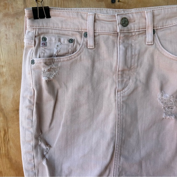 AG Adriano Goldschmied Pink Distressed Denim Mini Skirt - Picture 10 of 16